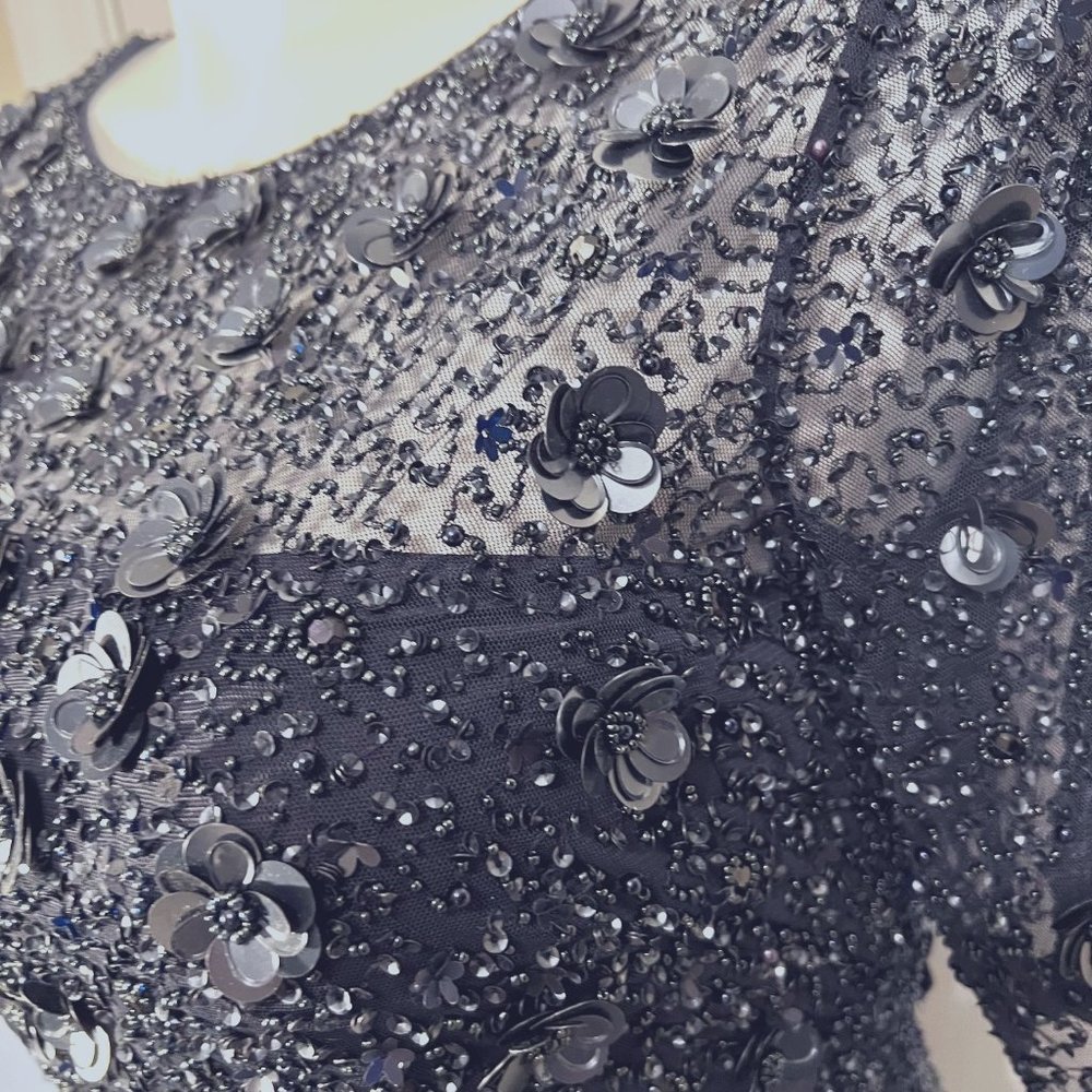 Adrianna Papell Navy Sequin Dress - Picture 4 of 16